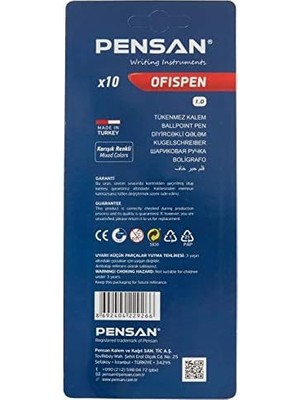 Nisar Store PE01010TKKRMT10 1010 Tükenmez Kalem, 10 Lu Blister 1 Mm,çok_renkli