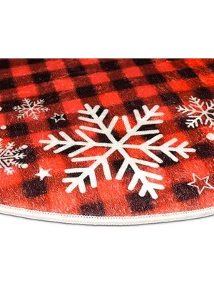 Nisar Store Yılbaşı Temalı Ağaç Altı Halısı Kırmızı, Kırmızı Yılbaşı Çam Ağacı Eteği (Ekoseli, 100X100)