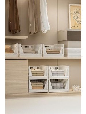 NY Home Life 3lü Kayar Raf Organizer Dolap Içi Kıyafet Aksesuar Düzenleyici Beyaz 45X35 cm MIT1261