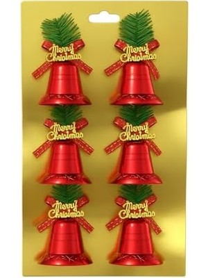 NY Home 6 Adet Lüx Set Ağacı Süslemeleri Zilleri Yılbaşı Süsleri Yılbaşı Ağacı Süsü Kırmızı