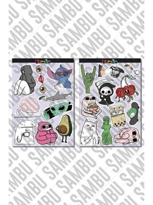 Nisar Store Internet Temalı Etiket Seti 2 - Meme - Laptop Notebook Telefon