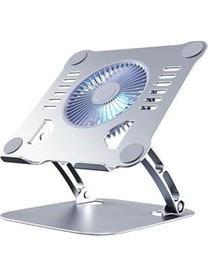 NY Home Dizüstü Bilgisayar Standı, Ayarlanabilir Yükseklik, Soğutucu Fanlı, Alüminyum, Gümüş