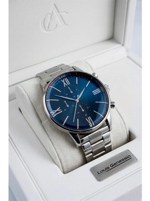 Güncel Vitrin Gümüş Lacivert Erkek Kol Saati - Şık Kutulu Sevgiliye Hediye