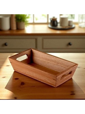 Nisar Store Akasya Ağacından Ekmek Sepeti - Doğal Ahşap Ekmeklik, Şık Ekmek Sunumluk (23X13X7CM) - Kahvaltı ve Sofralar Için Servis Sepeti