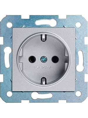 NY Home Gümüş Toprakli Priz Çarpma Karşıtı Çocuk Korumalı Mekanizma+Düğme Kapak Çabuk Bağlanti