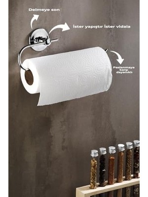 Nisar Store Yapışkanlı Solo Havlu Kağıdı Asacağı Solo Havluluk Krom S-110
