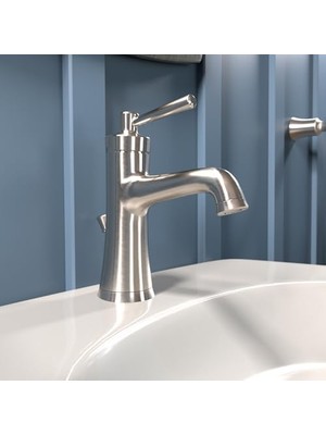 NY Home Joleena Geçişli 1 Saplı 1 8" Uzun Banyo Lavabo Bataryası Fırçalanmış Nikel, 04771820, 1.2 Gpm