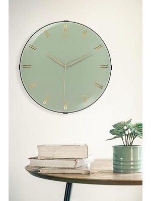 NY Home Galaxy Exclucive Compass Serisi Bombeli Klasik Kadranlı Ev ve Ofis Duvar Saati 35 cm Mint Yeşili