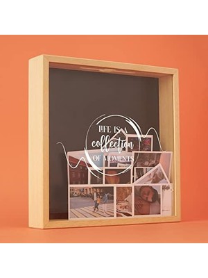 Nisar Store Ahşap Anı Kutusu, Akrilik Ön Yüzeyli, Duvara Asılabilir & Masaüstü Kullanım, 24X24X4.5 Cm, Özel Tasarım Hediye Kutusu