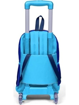 Nisar Store Işıklı Tekerlekli Motorsiklet Çekçek Okul ve Seyahat Çantası Erkek Çocuk Lacivert Sarı