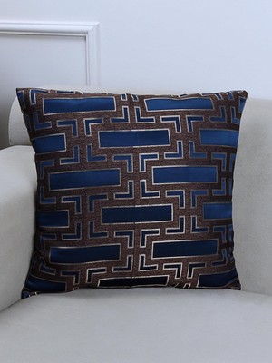 Nisar Store Blocks Lacivert 45X45CM Kare Desenli Kırlent Kılıfı