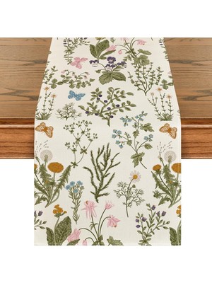 Nisar Store Masa Örtüsü, Çiçek Desenli Temalı Masa Şeridi, Çiftlik Evi Rustik Mutfak Yemek Masası Dekorasyonu, Iç ve Dış Mekan Kullanımı Için, 33X183 cm (Birinci Stil)