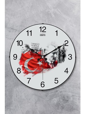 NY Home Atatürk Duvar Saati Akar Saniye Sessiz Mekanizma 36 cm