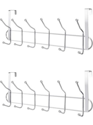 NY Home 12'l Metal Kapı Arkası Askı, Amerikan Kapı Arkası Askılık, Banyo, Mutfak, Yatak Odası Için Krom Askı (2 Adet)