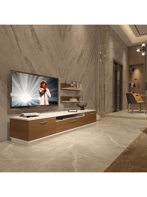 Decoraktiv Trio 4 Mdf Tv Ünitesi Tv Sehpası - Beyaz Ceviz