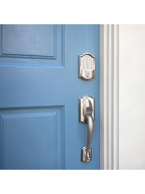 NY Home Camelot Front Entry Handle Kaza Left-Handed Lever (Saten Nikel) FE285 Cam 619 Acc Lh