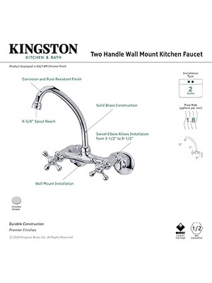 NY Home Pirinç KS214 M Arch Çıkış Için Duvar Askısı Mutfak Armatürü Metal Haç Sap, Krom Kaplama