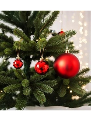 NY Home Yılbaşı Ağaç Süsü Seti – 20 Parça (3 Boyut, Hediye Kutulu) (Kırmızı)