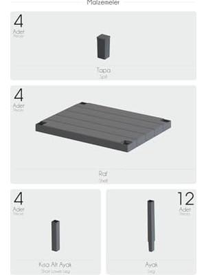 NY Home 4 Katlı Çok Amaçlı Düzenleyici Raf Ünitesi – Plastik Kitaplık, Banyo, Mutfak,, Depolama ve Saklama Rafı (Siyah)