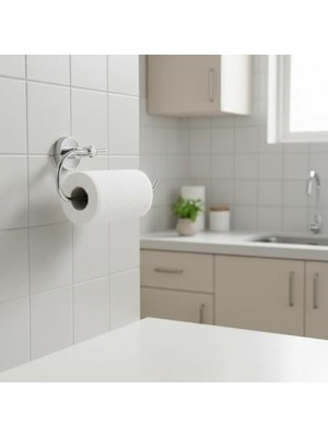 NY Home Krom Kağıt Havluluk – Duvara Monte Vidalı Metal Kağıt Havlu Askısı 26 Cm, Parlak Krom Mutfak Aksesuarı