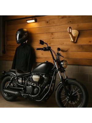 NY Home Devewood Ahşap Motosiklet Kask ve Mont Askısı, Duvar Tipi, Doğal Ahşap, Kontrplak