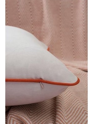 Nisar Store Renk Seçenekli Turuncu Biyeli Açık Gri Kırlent Kılıfı Dekoratif Düz Sade Panoroma Panbiy Gri Turuncu 45X45