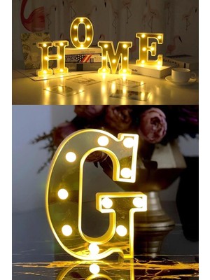 NY Home Patladı Gitti Dekoratif LED Işıklı 3D G Harfi Büyük Boy Organizasyon Doğum Günü Kutlama (G)