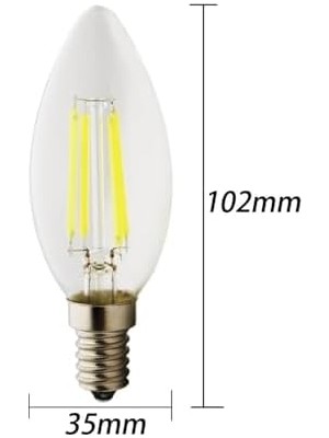 NY Home Rustik LED Filament Ampul 4 Watt E14 Duy Sarı Işık Dekoratif Aydınlatma (1, Şeffaf Cam C35)