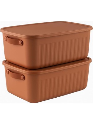 NY Home 2'li Kapaklı Saklama Kutusu Seti 10 Litre– Turuncu-Taşınabilir Kulplu, Dolap Içi Düzenleyici, Çok Amaçlı Organizer Kutu, Oyuncak & Kıyafet Kutusu