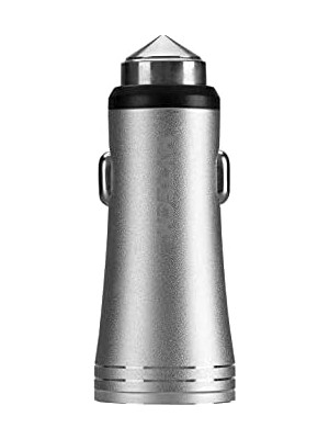 NY Home HY-X62 3.4A Hızlı Şarj Micro USB Kablolu 2 USB Metal Araç Şarj Cihazı, Gümüş