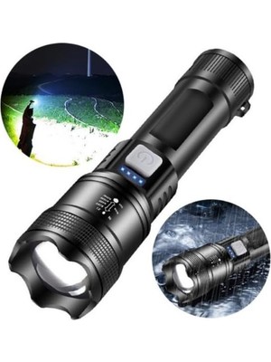 NY Home Şarjlı Zoomlu LED Işık 800 Lümen, P50 Led, Arka Smd Gün Işığı, Powerbank Özellikli, Type-C Girişli, Taşıma Askılı Aydınlatma, Kamp, Acil Durum, Araç ve Dış Mekan Kullanımı Için