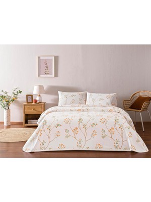 NY Home Baskılı Verdant Çift Kişilik Pike Takımı Turuncu