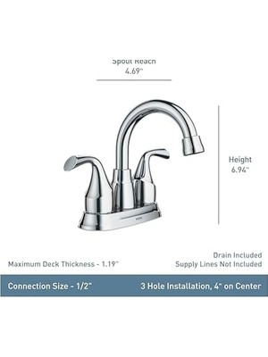 NY Home Idora Spot Dirençli Fırçalanmış Nikel Iki Saplı Banyo Lavabo Bataryası Tahliye Montajlı, 84115SRN