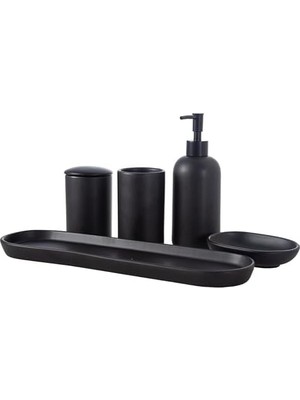 NY Home Mat Siyah 5'li Kutulu Banyo Seti