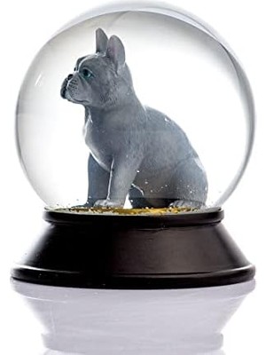 NY Home Cam ve Reçine Altın Patiler Köpek French Bulldog (Gri) Kar Küresi Hediye