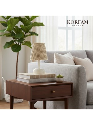 KorFam Krem Hazeran Görünümlü Başlık Kablosuz Pilli Masa & Gece Lambası