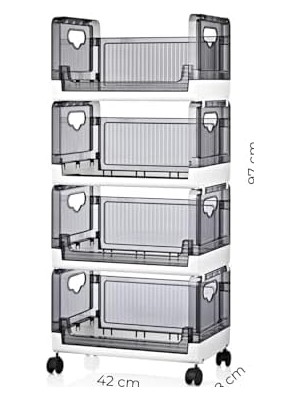 NY Home 4 Katlı Portatif Organizer Raf Beyaz, Beyaz