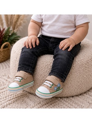 Funny 7395 Premium Renkli Erkek Bebek Ilk Adım Ayakkabısı 17-18-19 No (Yazlık Kumaş)