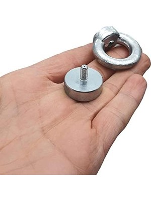 NY Home Çok Güçlü Deniz Mıknatısı - Fishing Magnet - Daimi Çelik Mıknatıs - Halkalı Pot Mıknatıs - Nikel Kaplı - Paslanmaz - Kararma Yapmaz - Tuzlu Suya Dayanıklı (Ø25 mm (15 Kg))