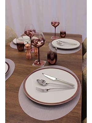 NY Home Gri Oval Bambu Desen Lazer Kesim Amerikan Servis 2 Adet 35X45 cm