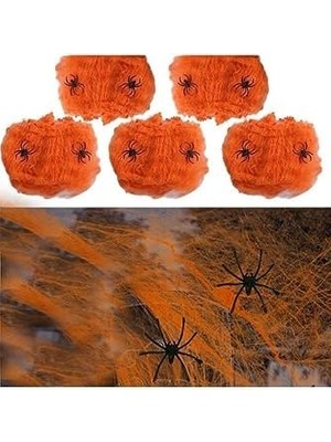 NY Home Halloween Bayramı Turuncu Renk Örümcek Ağı Seti