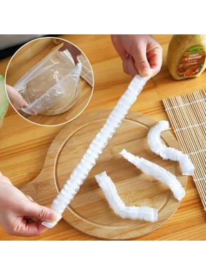 NY Home 100’LÜ Yeniden Kullanılabilir Elastik Plastik Kase Kapakları – Şeffaf, 12X30 Cm, Hava Geçirmez Gıda Saklama Bonesi, Ev ve Restoran Için