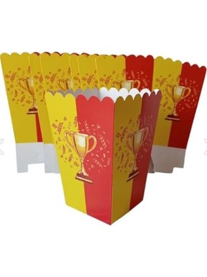NY Home Partinity Sarı Kırmızı Aslan Temalı Popcorn Kutusu, 8'li Set, Doğum Günü Parti Malzemesi