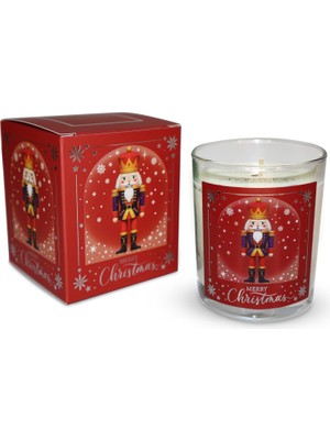 NY Home – Kurşun Asker (Nutcracker) Tasarımlı Mum, Kırmızı Renk Temalı, 135 G Doğal Bio, 40 Saat Yanma Süresi, Cam Kavanoz, Şık Bristol Kutulu, Yılbaşı Koleksiyonu Hazır Hediye
