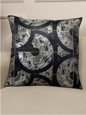 NY Home Siyah Renkli Desenli Kare Kırlent Kılıfı 50 x 50