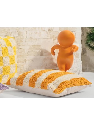 NY Home Pop Stripe Dokuma Yastık Hardal 45X45CM