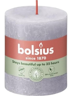 NY Home Buzlu Lavanta Renkli, Rustik Sütun Mum - 80MM/66MM - 35 Saat Yanma Süresi