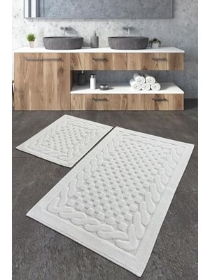 NY Home Bambi Ekru 2li Set Banyo Halısı Yıkanabilir, Kaymaz Taban