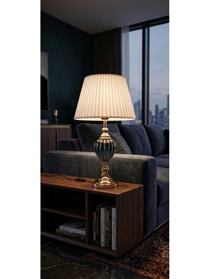 Konkre Tasarım Mâi Abajur Cam ve Metal Gövdeli Luxury Dekoratif Lambader