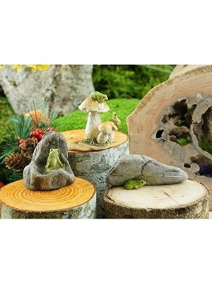 NY Home Top Minyatür Bahçesi ve Teraryum Mantar Heykeli Üzerinde Mini Kurbağalar